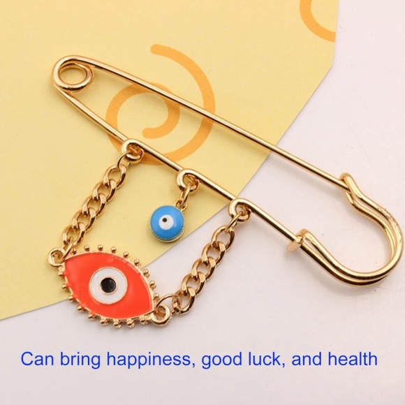 🧿 NWT 🧷Oversized Fashion Safety Pin Decorative Broach 🧿 Evil Eye Protection🧷 - Picture 2 of 4